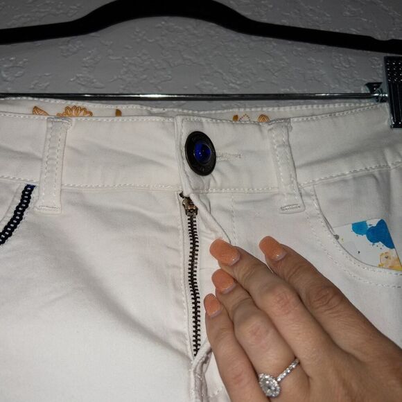 NWT Desigual White & Blue Tie Dye Denim Lace Mini Skirt Size 4 - Picture 3 of 11